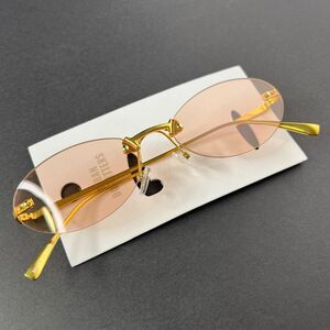 Urban Outfitters Gold &‎ Peach Oval Lens Rimless Metal Sunglasses, UO Gold 535